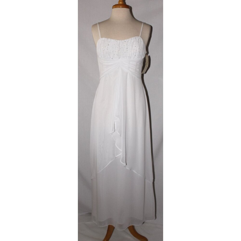 Eureka #1335 Long Chiffon Informal Wedding Dress-Size M- WHITE-NEW
